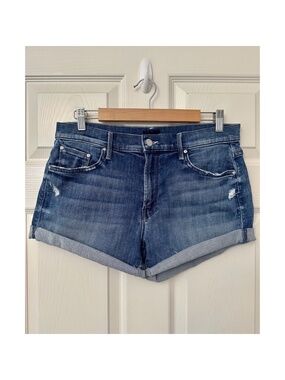 Mother The Teaser Roll Short Gypsy Blue Distress Women’s Size 29